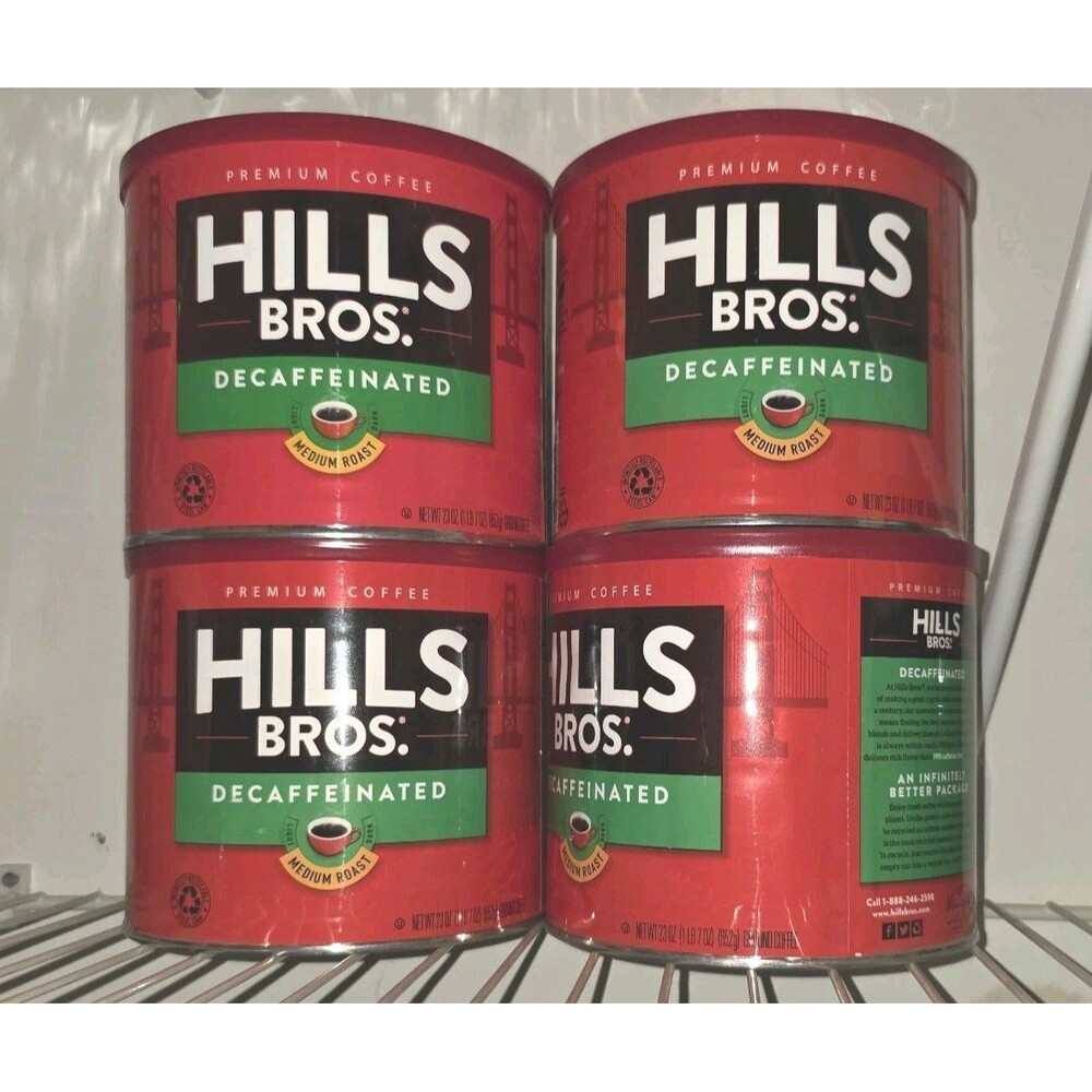 Hills Bros. Decaffeinated Ground Coffee Premium 23 Ounce Per Can (4 Cans Total )